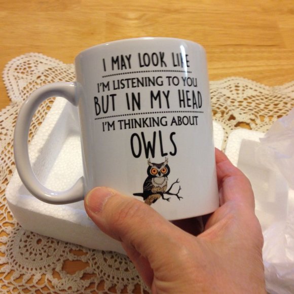 Humorous coffee cup, thinking of Owls - Picture 3 of 6